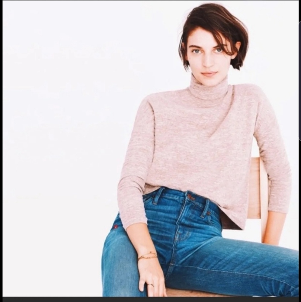 Madewell Heather Pink Long Sleeve Turtleneck
